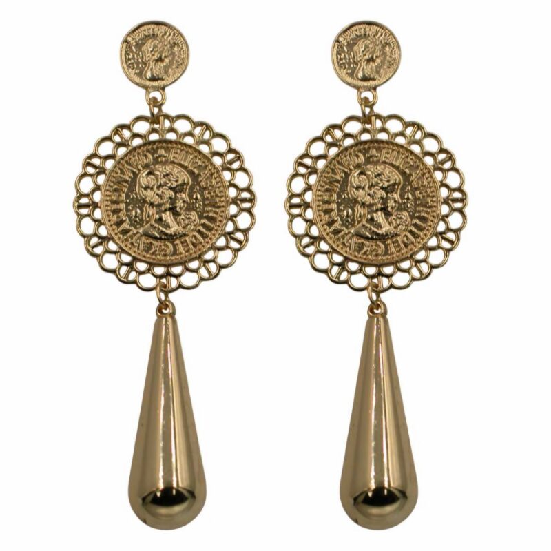 Pendiente Moneda con Lágrima