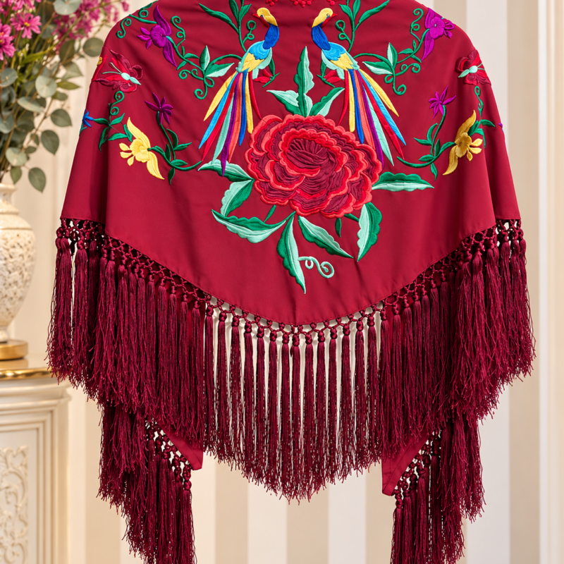 Mantoncillo Bordado Rojo Cardenal
