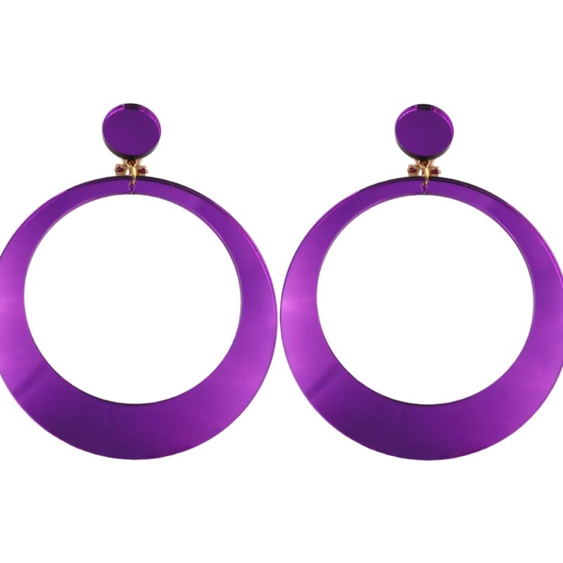 Pendiente Aro Espejo Morado