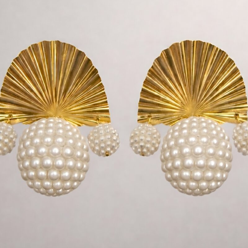 Pendientes Microperlas y Concha dorada