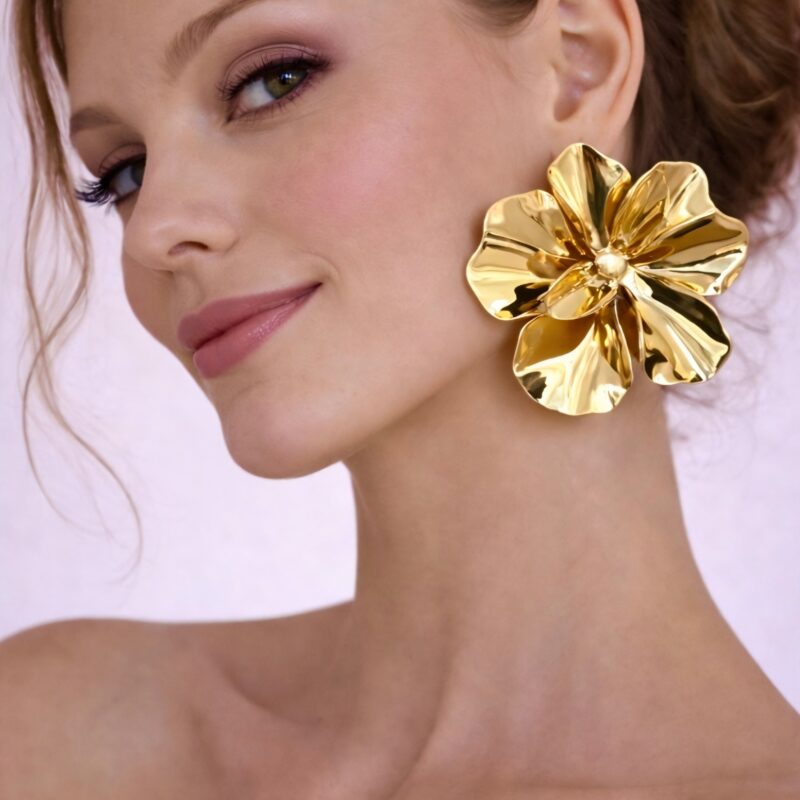 Pendiente Maxi Flor Dorados