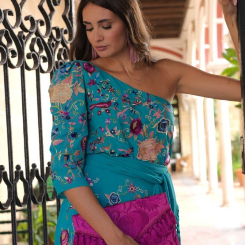 Top Mantón Turquesa